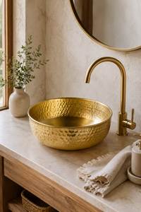 Eco Friendly Brass Wash <b>Basin</b> Handmade Luxury Bathroom Sink Premium Durable Decorative Vanity Bowl Modern Interior Solution Desi - Product Image 5