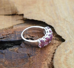 925 Sterling <b>Silver</b> Gemstone Jewelry <b>Ring</b> Handmade Pink Tourmaline for Anniversary Christian Religious Gift - Product Image 3