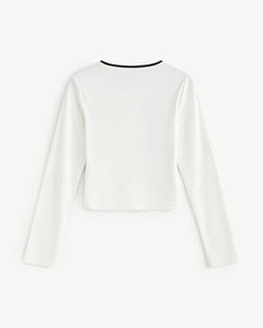 เสื้อยืดครอปคอเหลี่ยมทรงเข้ารูปคุณภาพสูงสำหรับผู้หญิง ปักโลโก้ แห้งเร็ว ระบายอากาศได้ดี ผลิตจากโพลีวิสโคสผสมสแปนเด็กซ์ เหมาะสำหรับใส่ในชีวิตประจำวัน - Product Image 5