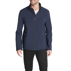 <b>Men's</b> <b>Navy</b> Canvas <b>Quilted</b> Hooded <b>Jacket</b> Stand Collar Zipper Closure Heated Windproof Casual Winter Wear Regular Sleeve Solid - Product Image 2