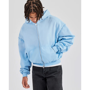 Premium Oversized <b>Zip</b> Hoodie Manufacturer Custom Blank Washed <b>Hooded</b> Sweatshirt For Clothing Brands - Product Image 3