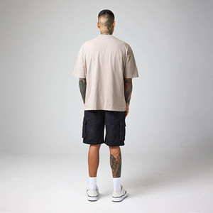 Camiseta personalizada con pedrería, cuello simulado, hombros caídos, estilo Hip Hop, de peso pesado, oversize para hombre - Product Image 6