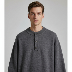 Men's Fashion Winter <b>Henley</b> Sweater <b>Long</b> <b>Sleeve</b> Knitted Pullover Button Placket Warm Soft Casual Knitwear OEM ODM Manufacturer - Product Image 6