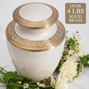 Traditional Adult Aluminum Cremation Urn <b>Memorial</b> Ash Holder Funeral <b>Keepsake</b> Container With Elegant Decorative Style - Product Image 6