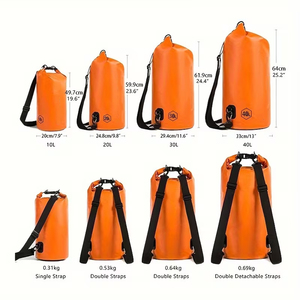 Sac étanche de haute qualité en bâche PVC et tissu nylon orange 30-40L avec bandoulière réglable pour usage extérieur AINI WEAR Personnalisé - Product Image 4