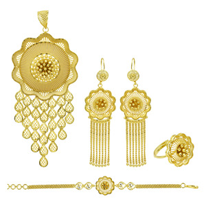 Conjunto de Colgantes Tradicionales de Moda al por Mayor, Chapados en Oro de 14K, 18K, 24K, Estilo Etíope, Eritreo, Africano, Nigeriano, Turco, Dubái, para Novias - Product Image 1