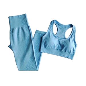 Ensemble de yoga pour femmes 2 pièces en satin sans couture, vêtements de sport pour la salle de sport, soutien-gorge de sport, leggings taille haute, pantalon de fitness - Product Image 1