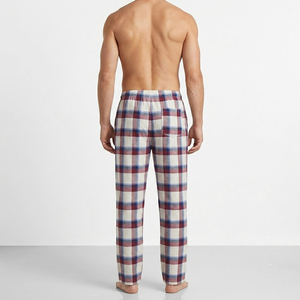 Pantalon de pyjama en coton à carreaux pour homme, taille à cordon, décontracté, en flanelle, personnalisé - Product Image 2