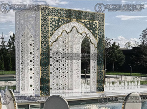 Sheesh Mahal Theme Mirror Mandap For <b>Wedding</b> FRP Chairs Elephant-Shaped <b>Boxed</b> Wholesale Fiber Supplies for Parties - Product Image 3