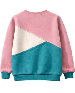 Sudadera de Forro Polar Personalizada con Bloques de Color Rosa y Verde Azulado, Logotipo Bordado, para Mujer, Mezcla de Algodón, Cuello Redondo, Informal de Invierno, Personalizada OEM - Product Image 2