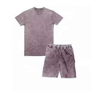 Conjunto de Camiseta y Pantalones Cortos para Hombre con Diseño de Logotipo Personalizado OEM, Lavado Ácido, Ropa de Verano de Dos Piezas, Estilo Urbano de Alta Calidad - Product Image 1