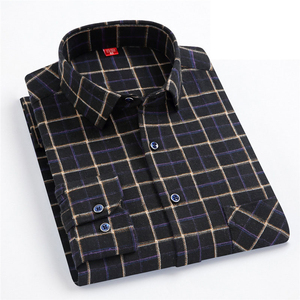 Chemise en flanelle à carreaux 100% coton de qualité supérieure, taille plus, pour hommes, tissu brossé doux, boutonnée, vêtements de travail décontractés d'automne - Product Image 1