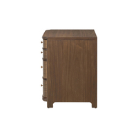 Table de chevet Chika traditionnelle et moderne de style européen, 4 tiroirs, en teck massif brun foncé, rangement de haute qualité pour appartement et hôtel