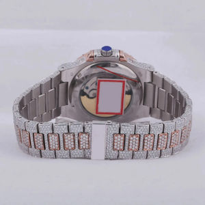 Montre mécanique de luxe haut de gamme pour homme, en argent, avec diamants naturels ronds VVS et moissanite (testée), mouvement ETA, best-seller - Product Image 3