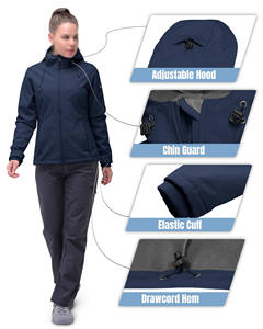 Veste softshell à capuche pour femme de haute qualité avec cordon de serrage à l'ourlet, tissu doux au toucher, vêtements de sport d'extérieur, veste softshell pour femme - Product Image 6