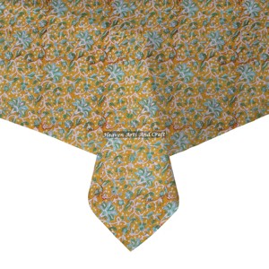 Elegant & Stylish 100% Cotton Printed <b>Square</b> Table Cloth Floral Home Decor for Living Room Wedding Woven Center Table Cover - Product Image 1
