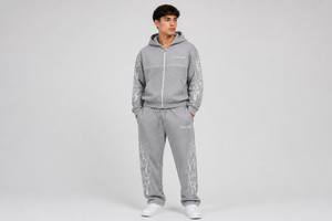Custom Print Zip Up Hoodie Tracksuit <b>Set</b> Men Streetwear Sweatpants Zip Hoodie + Graphic Embroidered Sweatpants 2-Piece <b>Set</b> - Product Image 3