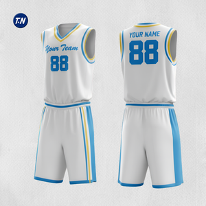 Conjunto de Camiseta y Pantalones Cortos de Baloncesto Personalizados y Duraderos con Impresión Digital, 100% Poliéster, Transpirable y de Secado Rápido para Partidos Profesionales - Product Image 1