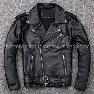 Veste en cuir de logo personnalisé de haute qualité, à la mode, à prix de vente entier, vêtements, veste en cuir coupe-vent et résistante pour hommes - Product Image 2