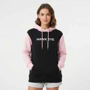 Sudadera con Capucha Negra y Rosa para Mujer con Estampado de Ojo de Halcón, Sudadera de Forro Polar, Sudadera Informal con Capucha y Manga Larga - Product Image 3