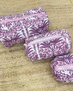 Bolsa de Cosméticos de Viaje para Mujer, de Algodón, Personalizada, Hecha a Mano, con Monograma Floral Acolchado, al por Mayor - Product Image 5