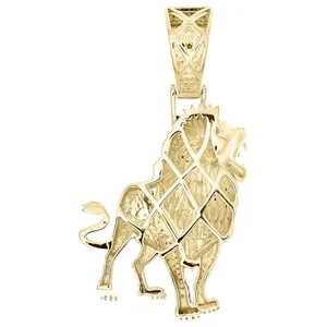 Pendentif Lion Rugissant en Diamant Véritable 1 Carat, Or Jaune 10K, Unisexe, Bijou Vintage Lion, Coupe Ronde Brillante, Certifié IGI - Product Image 3