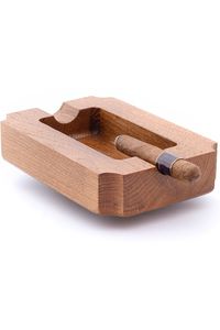 Cendrier en bois massif artisanal, rustique, brun, pour table, poli, décoratif - Product Image 5
