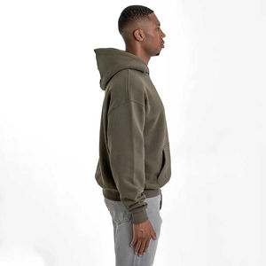 Sudadera con Capucha Extra Grande para Hombre, Color Sólido, Felpa, Informal, Manga Larga, para Otoño - Product Image 3