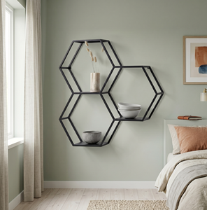 Modern Hexagon Metal Wall Shelf Geometric Honeycomb <b>Iron</b> Floating Display Rack Home Decorative Storage Organizer - Product Image 4