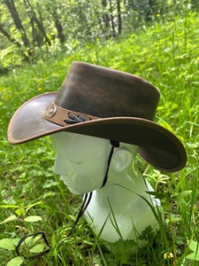 Custom Genuine Leather Cowboy <b>Hat</b> Wide Brim <b>Western</b> Ranch Riding <b>Hat</b> OEM ODM Wholesale Fashion Accessories - Product Image 1