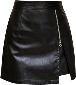 Jupe en cuir de mouton naturel pour femme, longueur genou, avec fermeture éclair, design tendance, décontractée, écologique, collection été - Product Image 2
