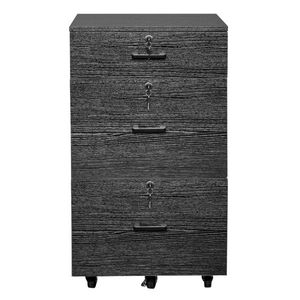 Armadietto Portadocumenti in Legno Nero Effetto Venatura con 1 Cassetto Piccolo e 2 Grandi Cassetti per Ufficio Domestico e Documenti Legali - Product Image 3