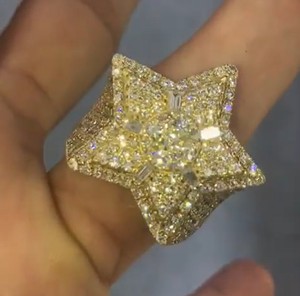 Passed Diamond Tester Hiphop 925 Sterling <b>Silver</b> Diamond Cluster Star <b>Ring</b> for <b>Men</b> Iced Out VVS Moissanite Luxury <b>Ring</b> - Product Image 3