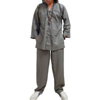 Hızlı Kuruyan Nefes Alabilen %100 Pamuk V Yaka Ön Cepli Gömlek Pantolon Takımları Unisex Kungfu Üniforması Özel Yapım