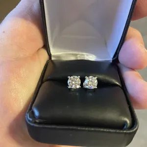 12 CTW Moissanite Screw Back Solitaire <b>Stud</b> Earrings 925 <b>Silver</b> Rose Gold Plated Classic 12mm - Product Image 4