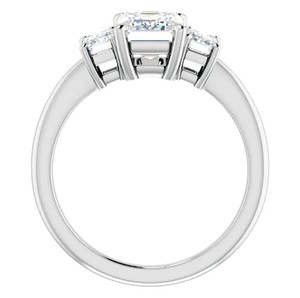 Trio <b>Emerald</b>-Cut Moissanite Geometric <b>Ring</b> 925 Sterling <b>Silver</b> Gold Plated Certified Three Stone Luxury Engagement Wedding - Product Image 4