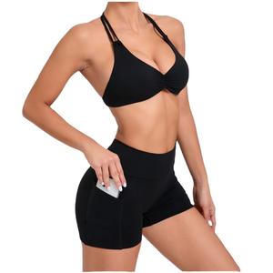 Conjunto de Yoga sin Costuras para Mujer, Dos Piezas, Ropa Deportiva Transpirable con Sujetador Deportivo y Pantalones Cortos para Fitness y Entrenamiento en el Gimnasio - Product Image 3