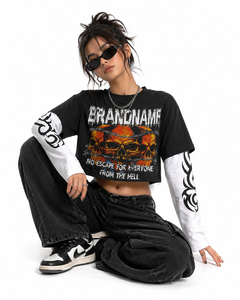 Camiseta Oversize Personalizada con Gráfico de Calavera, Estilo Vintage Y2K, Hombros Caídos, Tejido Pesado, 100% Algodón Ecológico, OEM - Product Image 4