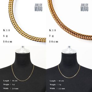 สร้อยคอทองคำ 18K ญี่ปุ่น Kihei Curb Chain สร้อยคอแบบละเอียด 18k สร้อยคอแบบโซ่ สร้อยคอคลาสสิกสำหรับทุกเพศ ผู้ชาย ผู้หญิง - Product Image 3