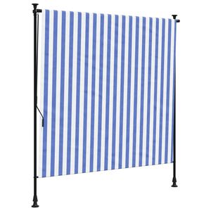 Store enrouleur extérieur bleu et blanc 59.1 "x 106.3" Tissu et acier pour la protection contre le soleil et les intempéries - Product Image 2