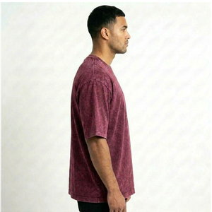 Camiseta de algodón tie-dye oversize para hombre, manga corta, cuello redondo, estilo casual, color liso, tejido de punto jersey, hombros caídos - Product Image 3