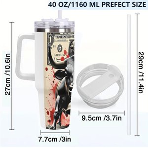 Vaso de Acero Inoxidable de 40oz con Diseño de Toro y Dinero para Uso Comercial - Product Image 4