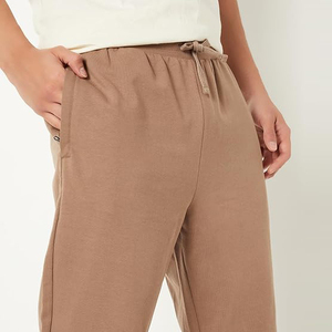Men's <b>Brown</b> Cotton Sweatpants Elastic Waist Drawstring Casual <b>Joggers</b> With Side Pockets Autumn Wear - Product Image 4