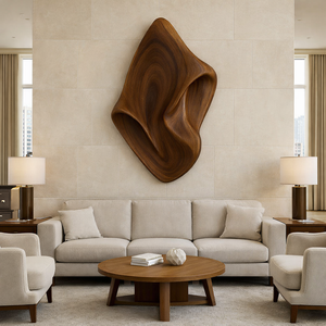 Sculpture d'art en bois sur mesure OEM, sculpture murale artisanale, décoration murale en bois sculpté à la main, sculpture murale en relief sculptée à la main - Product Image 1