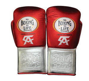 Hot Selling Red <b>Silver</b> No Boxing No Life Boxing <b>Gloves</b> Lace Up Muay Thai Closure 100% Genuine Leather Adult For Martial Arts - Product Image 1