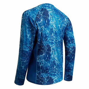 เสื้อตกปลาแขนยาวพิมพ์ลายสีน้ำเงินด้วยเทคนิค Sublimation เสื้อผ้าสำหรับกิจกรรมกลางแจ้ง เสื้อผ้ากีฬา ผลิตจากโพลีเอสเตอร์ - Product Image 2