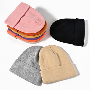 High Quality Winter Plain Dyed Custom Beanie Hat 100% Acrylic Warm Knitted Beanie Custom Logo - Product Image 1