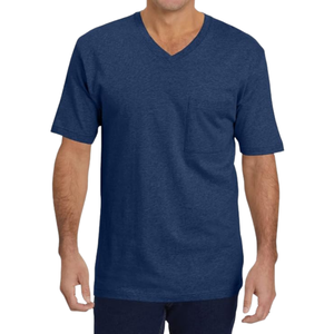 Camisetas de Verano para Hombre de Primera Calidad, Color Azul Marino, 100% Algodón, Cuello Redondo, 220 Gramos, Sólidas, de Secado Rápido, Transpirables, Tejidas, Corte Regular - Product Image 1