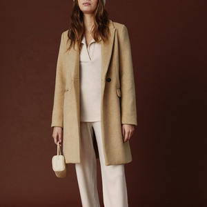 Abrigos de lana largos sin cuello para mujer, chaqueta de invierno para mujer - Product Image 2