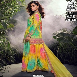 Costume de mariée indien Salwar avec diamants décorations en dentelle froncée pour les fêtes de mariage disponibles aux prix de gros - Product Image 5